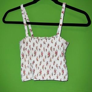 stretchy white pink floral crop top